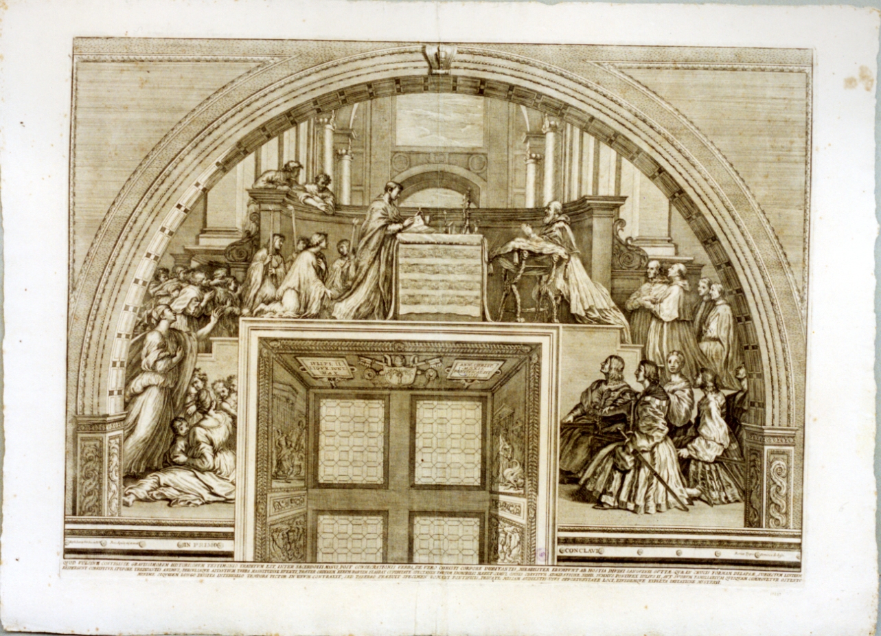 messa di Bolsena (stampa) di Aquila Francesco Faraone (secc. XVII/ XVIII)