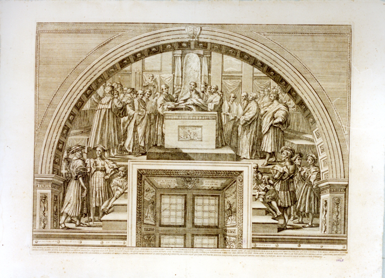 giuramento di papa Leone III (stampa) di Aquila Francesco Faraone (secc. XVII/ XVIII)