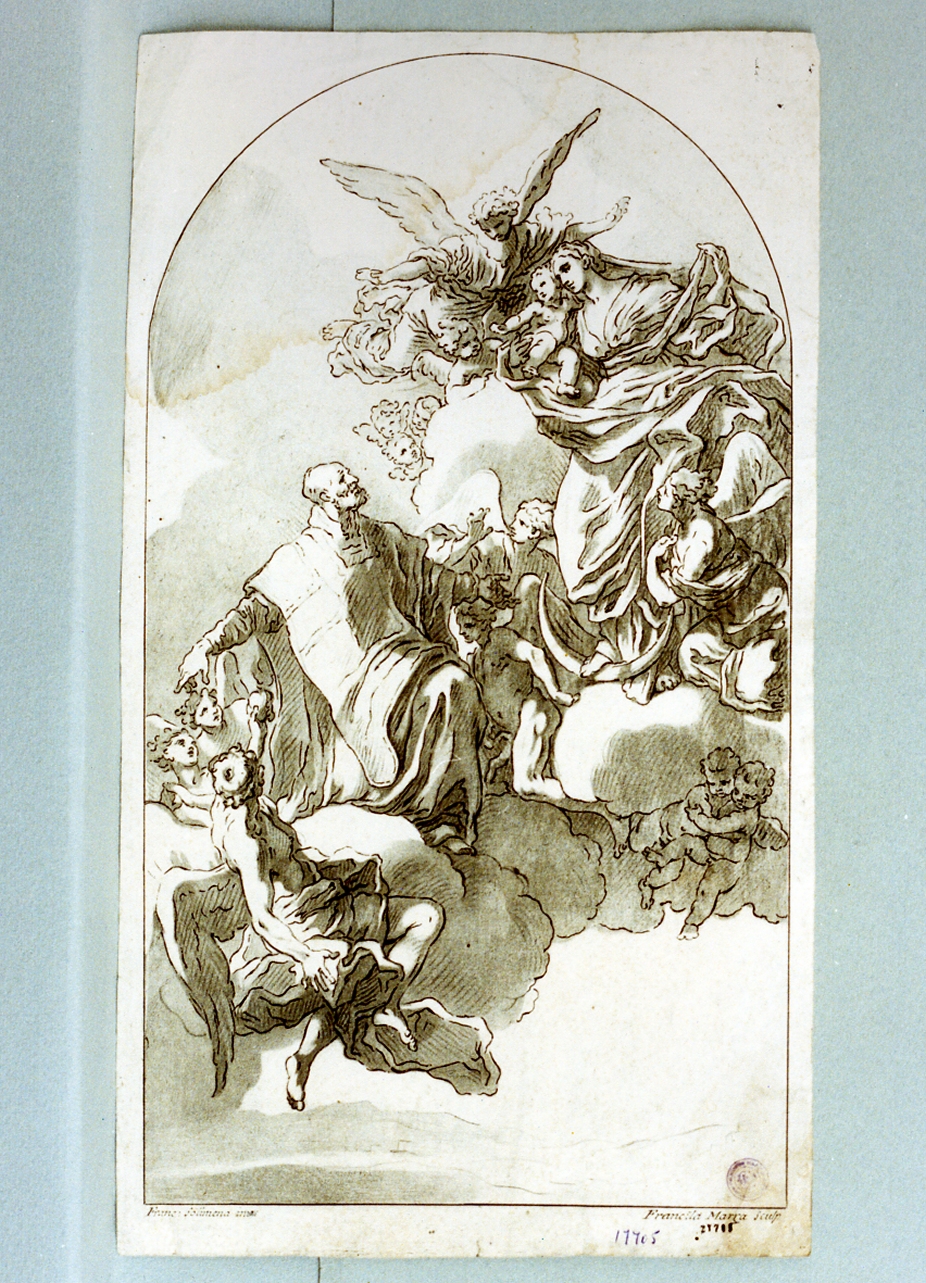 Madonna in gloria (stampa) di La Marra Francesco (sec. XVIII)