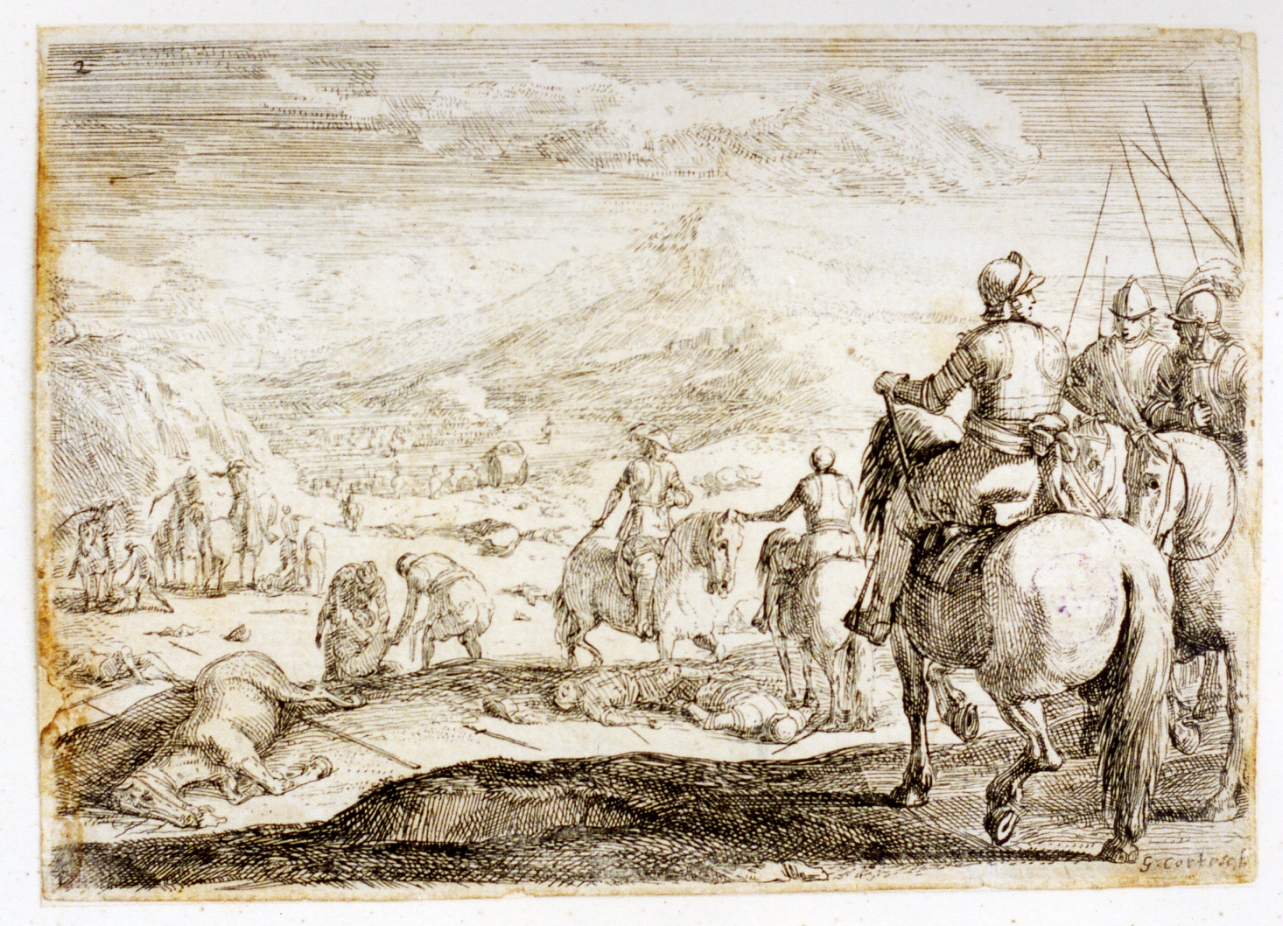scena di battaglia (stampa) di Cortese Giacomo detto Borgognone (sec. XVII)
