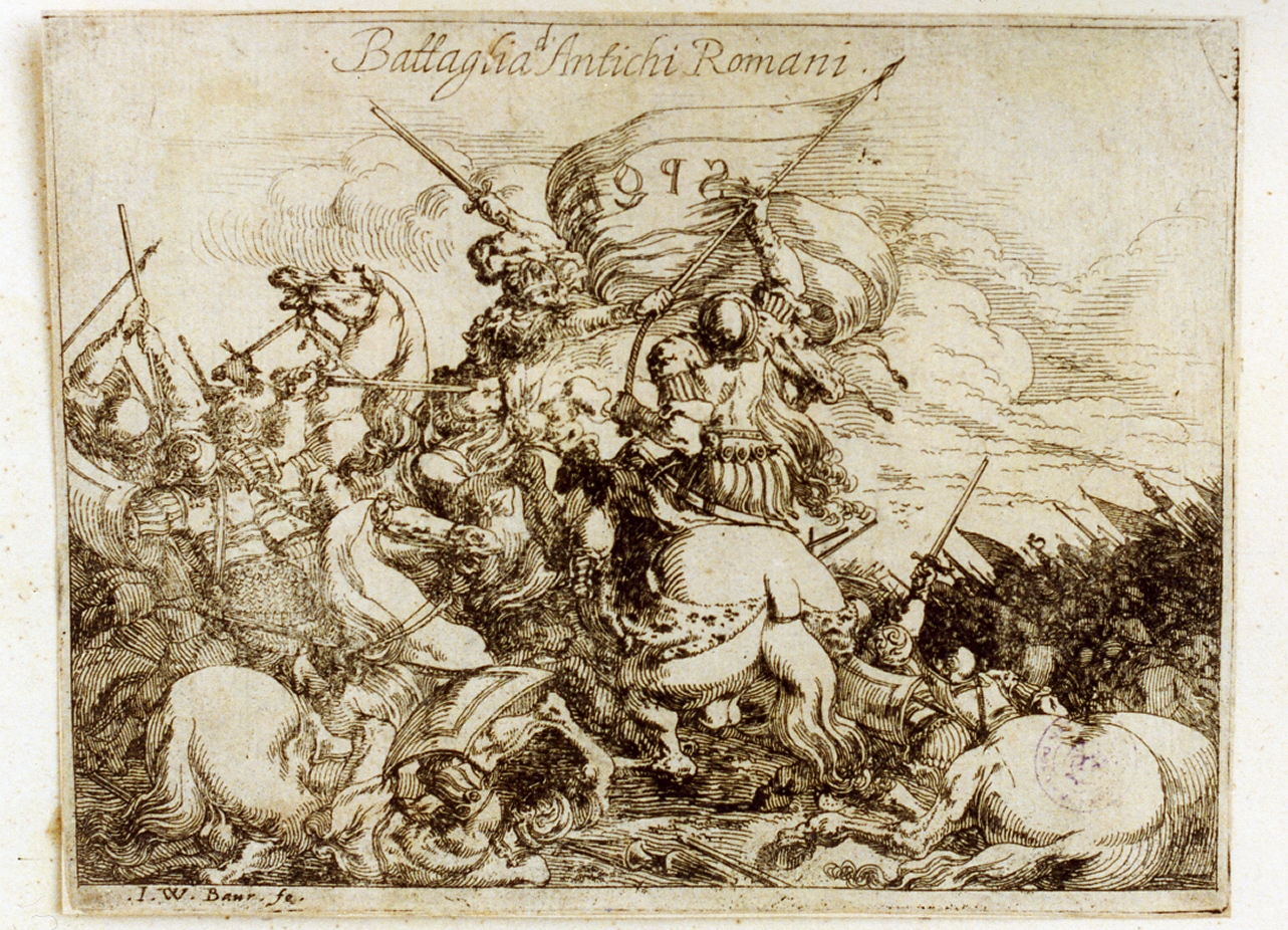 scena di battaglia (stampa) di Baur Johann Wilhelm (sec. XVII)