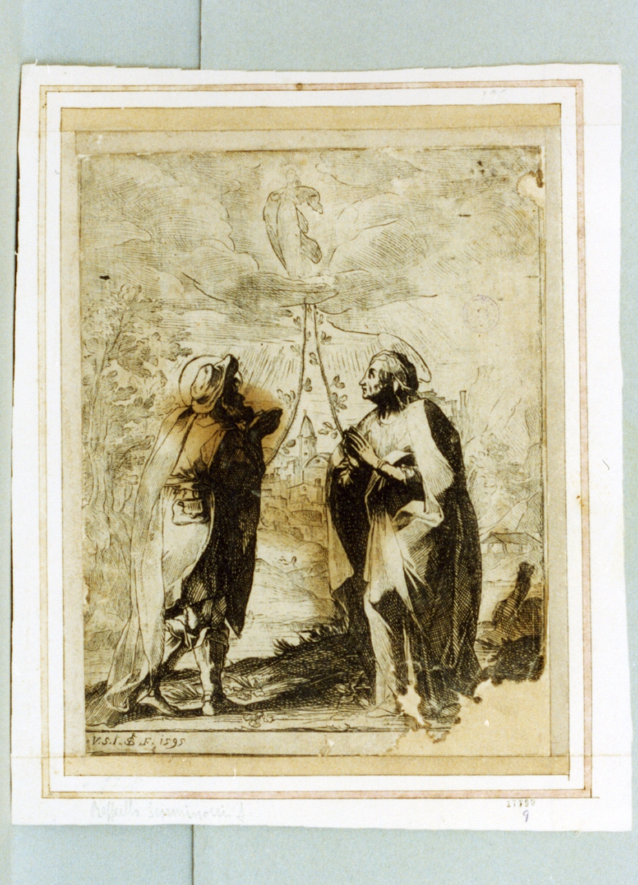 assunzione della Madonna con San Gioacchino e Sant'Anna (stampa) - ambito italiano (sec. XVI)