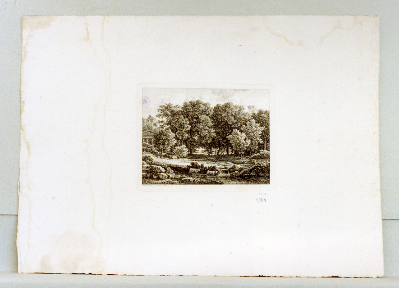 paesaggio con animali (stampa) di Reinhart Johann Christian (sec. XIX)
