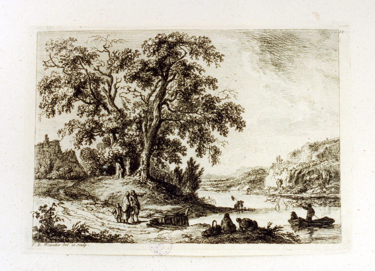 paesaggio lacustre (stampa) di Weirotter Franz Edmund (sec. XVIII)