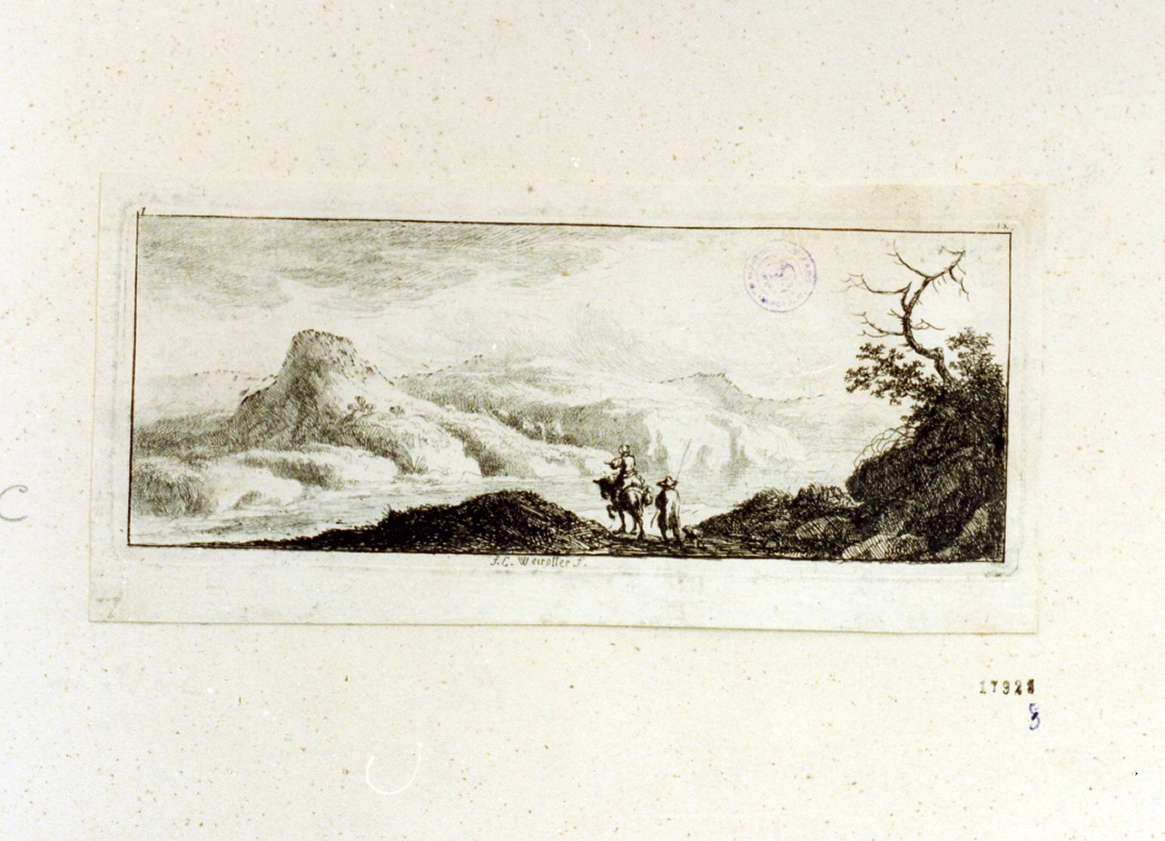 paesaggio montano (stampa tagliata) di Weirotter Franz Edmund (sec. XVIII)