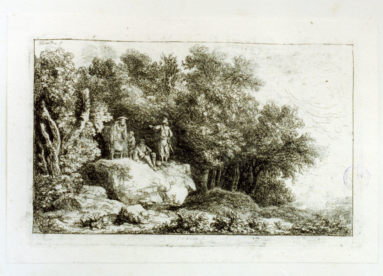 paesaggio con alberi (stampa tagliata) di Weirotter Franz Edmund (sec. XVIII)