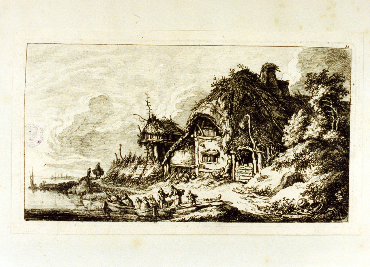 paesaggio lacustre (stampa tagliata) di Weirotter Franz Edmund (sec. XVIII)