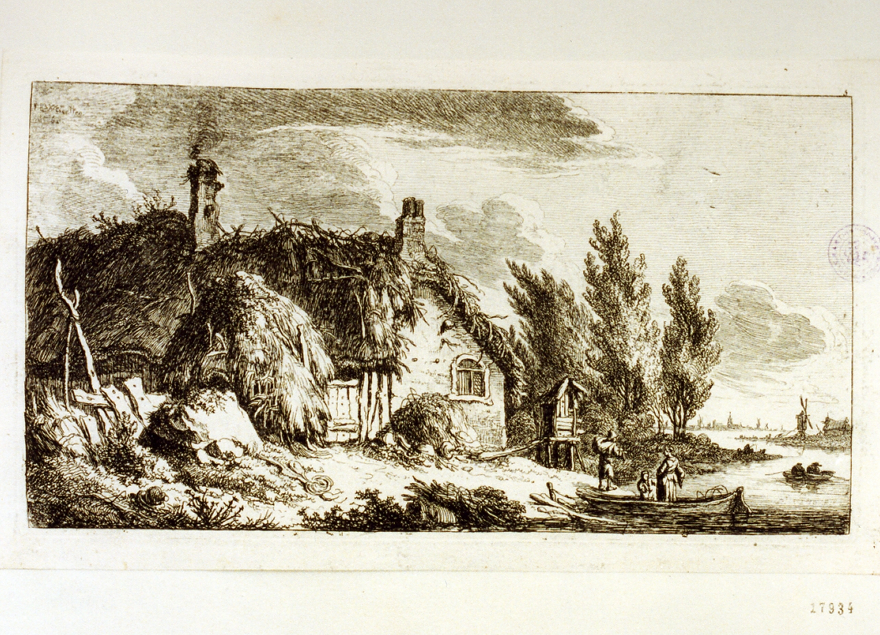 paesaggio fluviale (stampa tagliata) di Weirotter Franz Edmund (sec. XVIII)