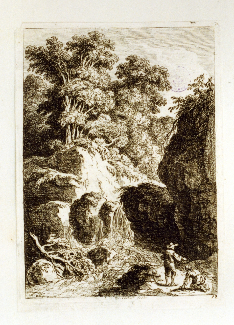 paesaggio fluviale (stampa tagliata) di Weirotter Franz Edmund (sec. XVIII)