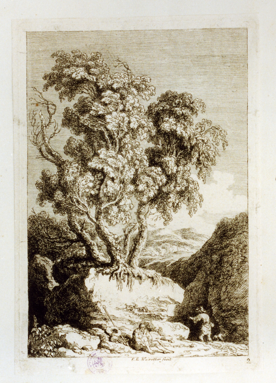 paesaggio montano (stampa tagliata) di Weirotter Franz Edmund (sec. XVIII)