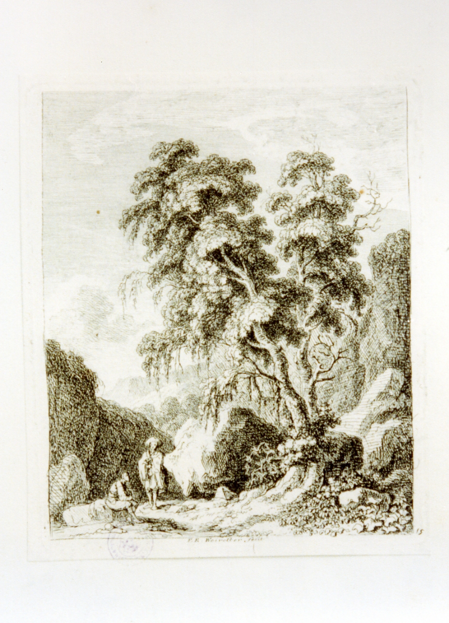 paesaggio montano (stampa tagliata) di Weirotter Franz Edmund (sec. XVIII)