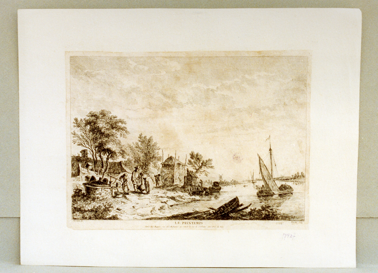 paesaggio fluviale (stampa) di Van Goyen Jan Josephsz, Weirotter Franz Edmund (sec. XVIII)