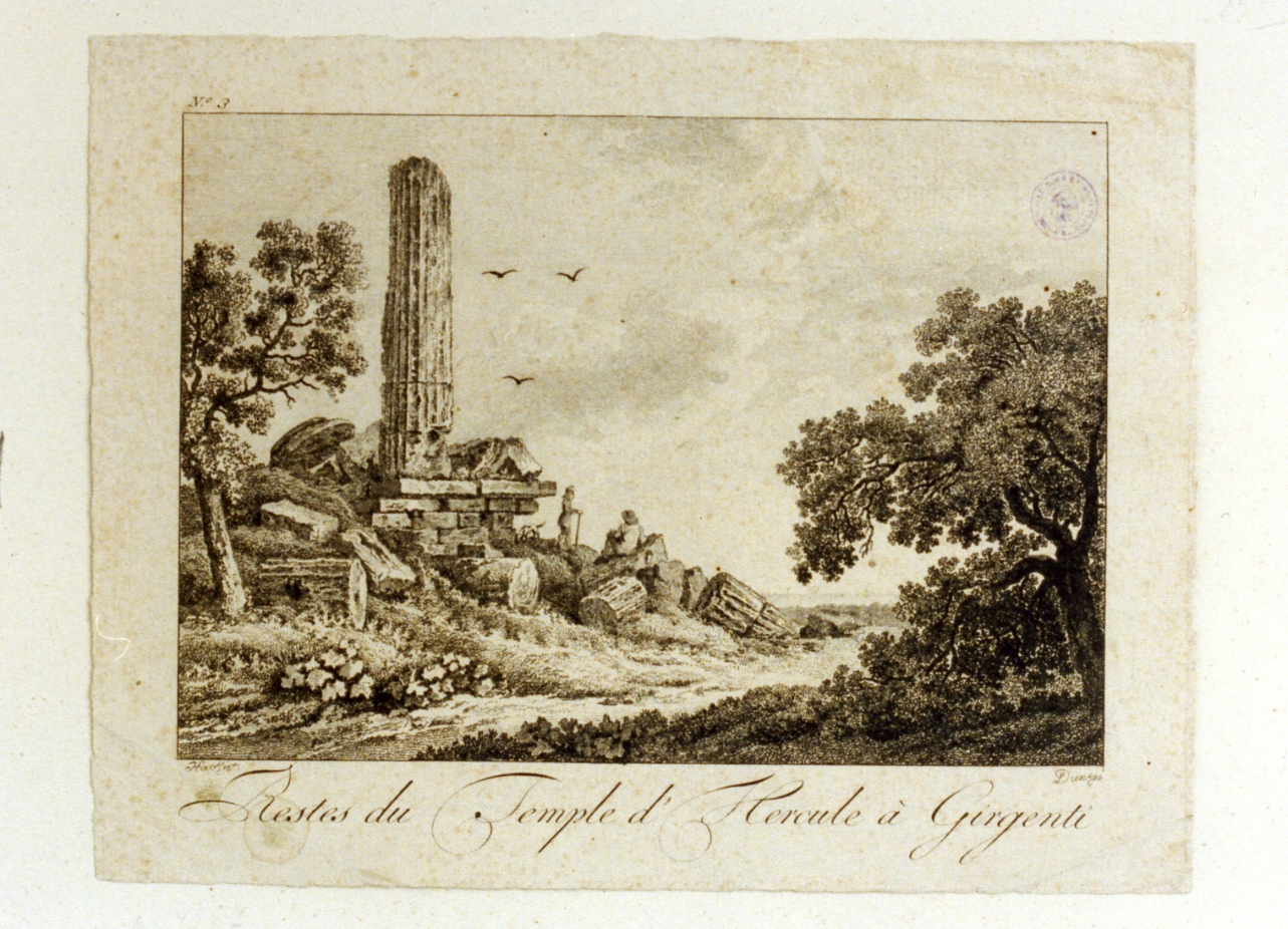 paesaggio con rovine (stampa) di Hackert Philipp (seconda metà sec. XVIII)