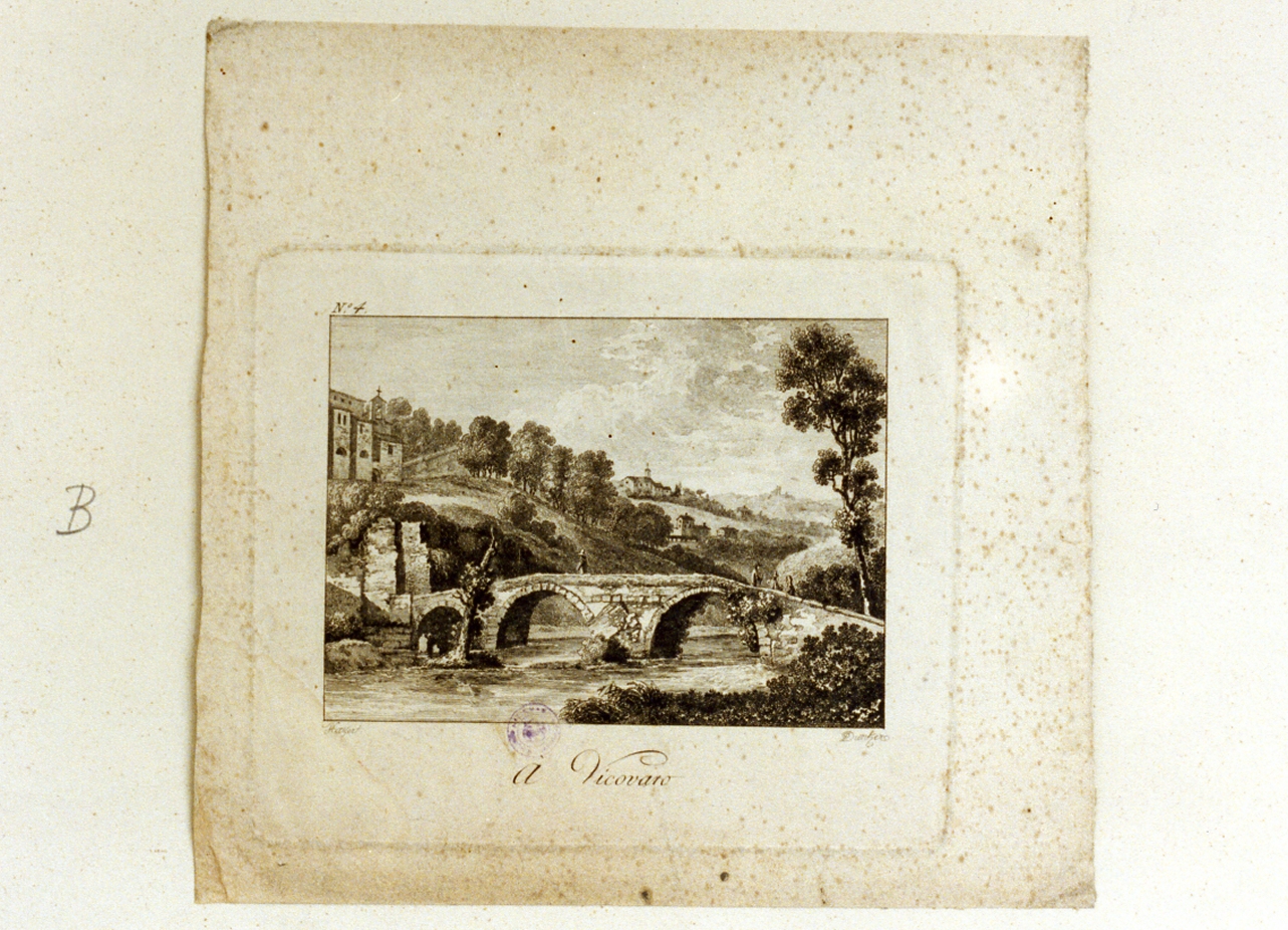paesaggio fluviale (stampa tagliata) di Hackert Philipp (seconda metà sec. XVIII)
