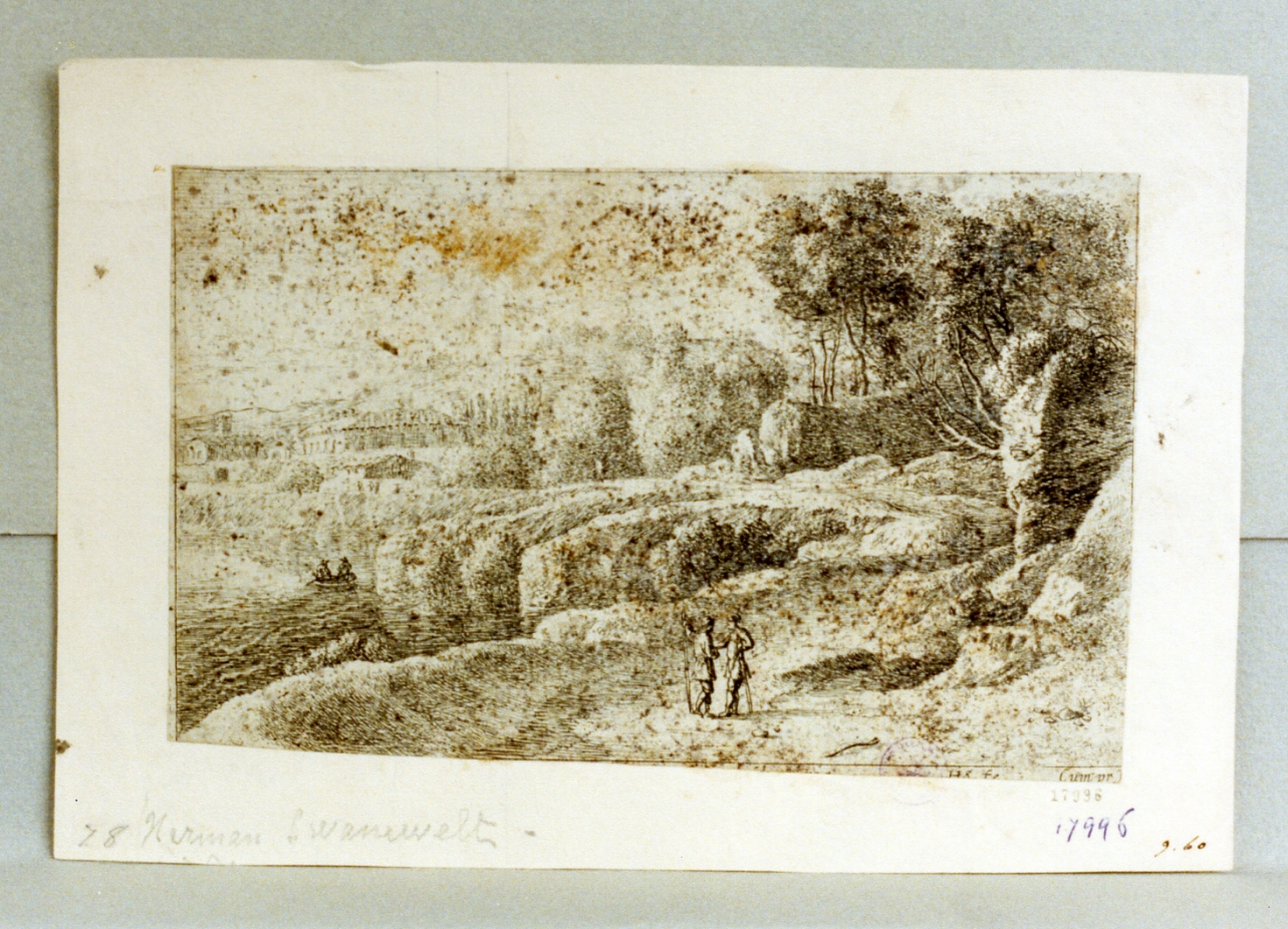 paesaggio fluviale (stampa) di Van Swanevelt Herman (sec. XVII)