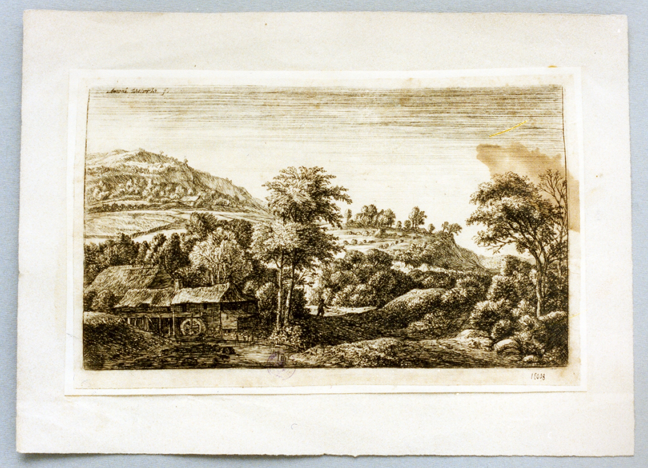 paesaggio (stampa tagliata) di Waterloo Anthonie (sec. XVII)