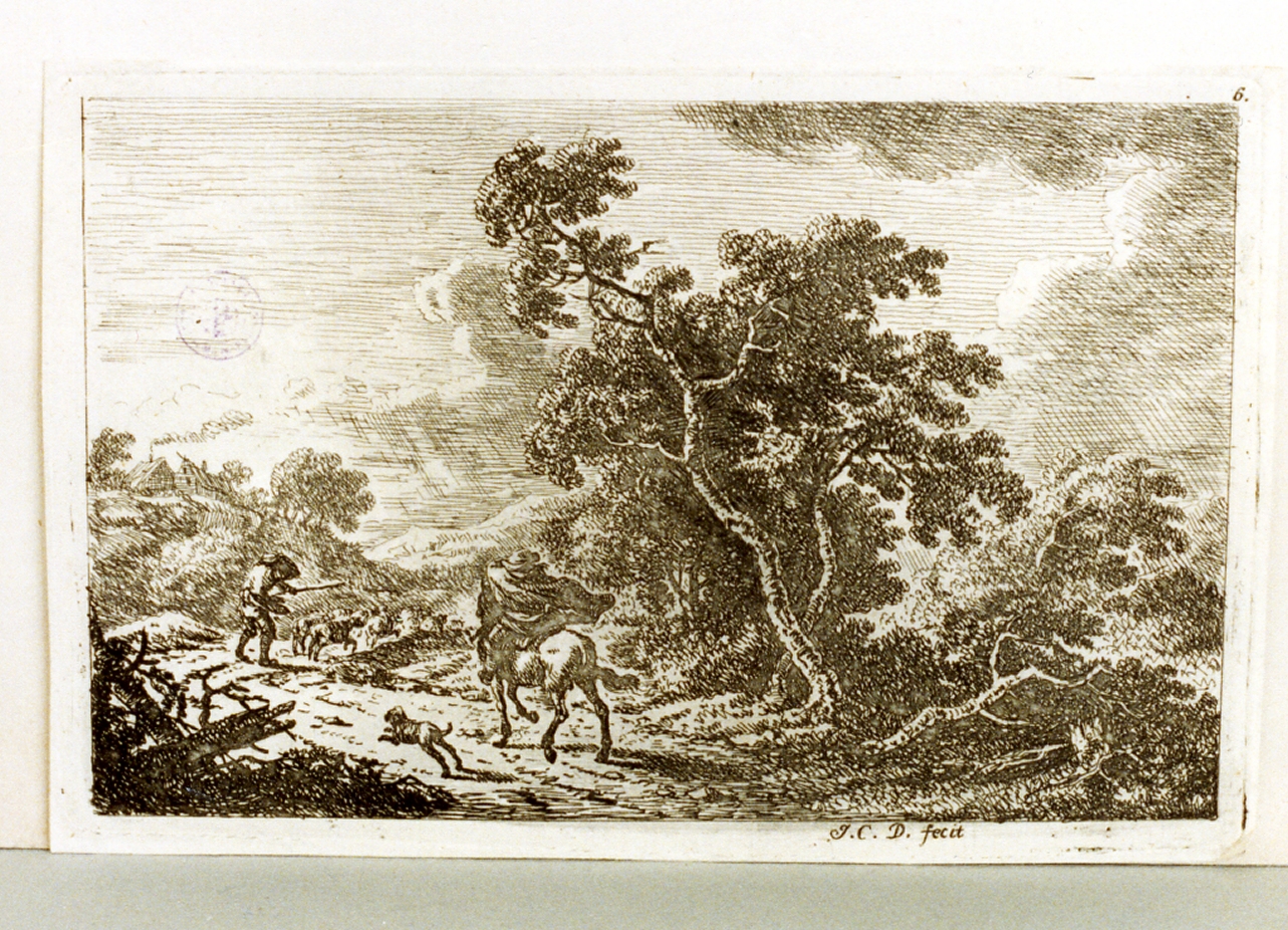 paesaggio (stampa tagliata) di Dietzsch Johann Cristoph (sec. XVIII)