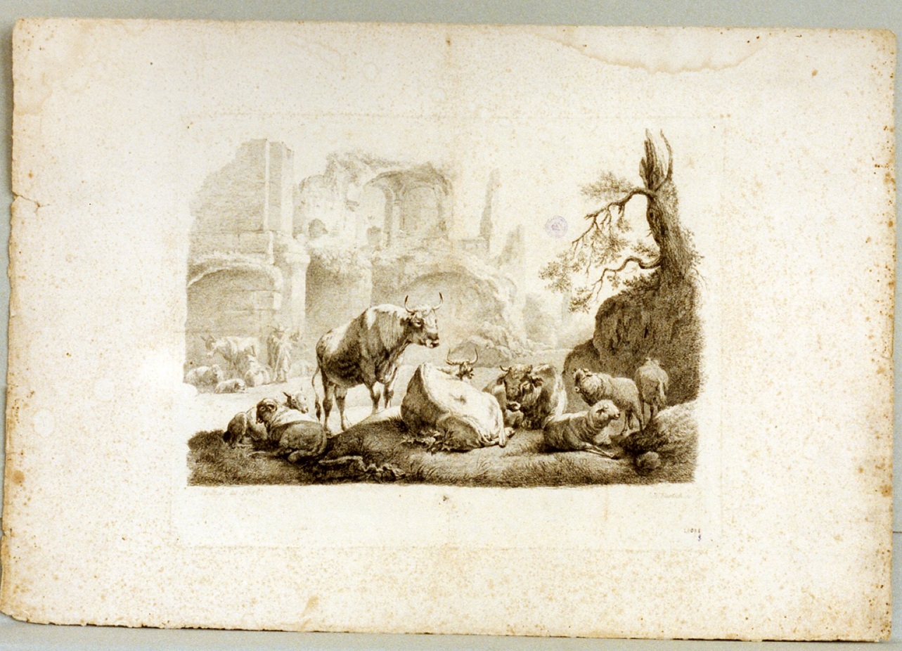 scena pastorale (stampa) di Bartsch Johann Adam, Roos Johann Heinich (secc. XVIII/ XIX)