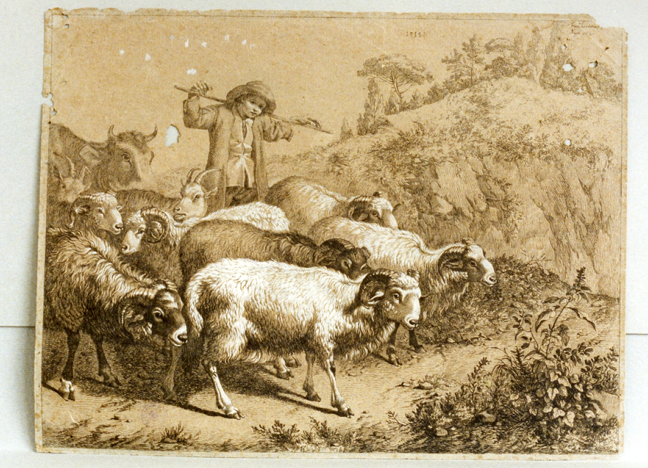 scena pastorale (stampa a colori) di Londonio Francesco (sec. XVIII)