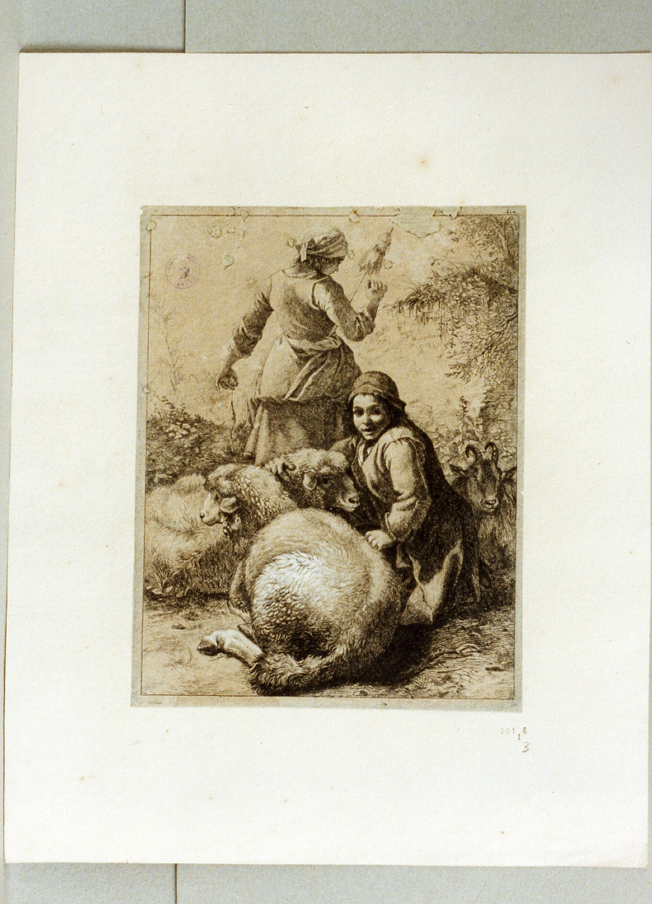 scena pastorale (stampa a colori) di Londonio Francesco (sec. XVIII)