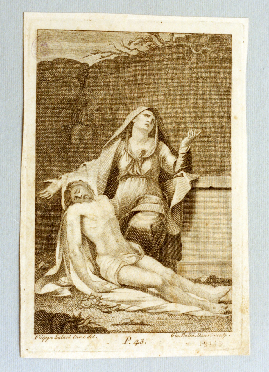 pietà (stampa tagliata) - ambito italiano (sec. XVIII)