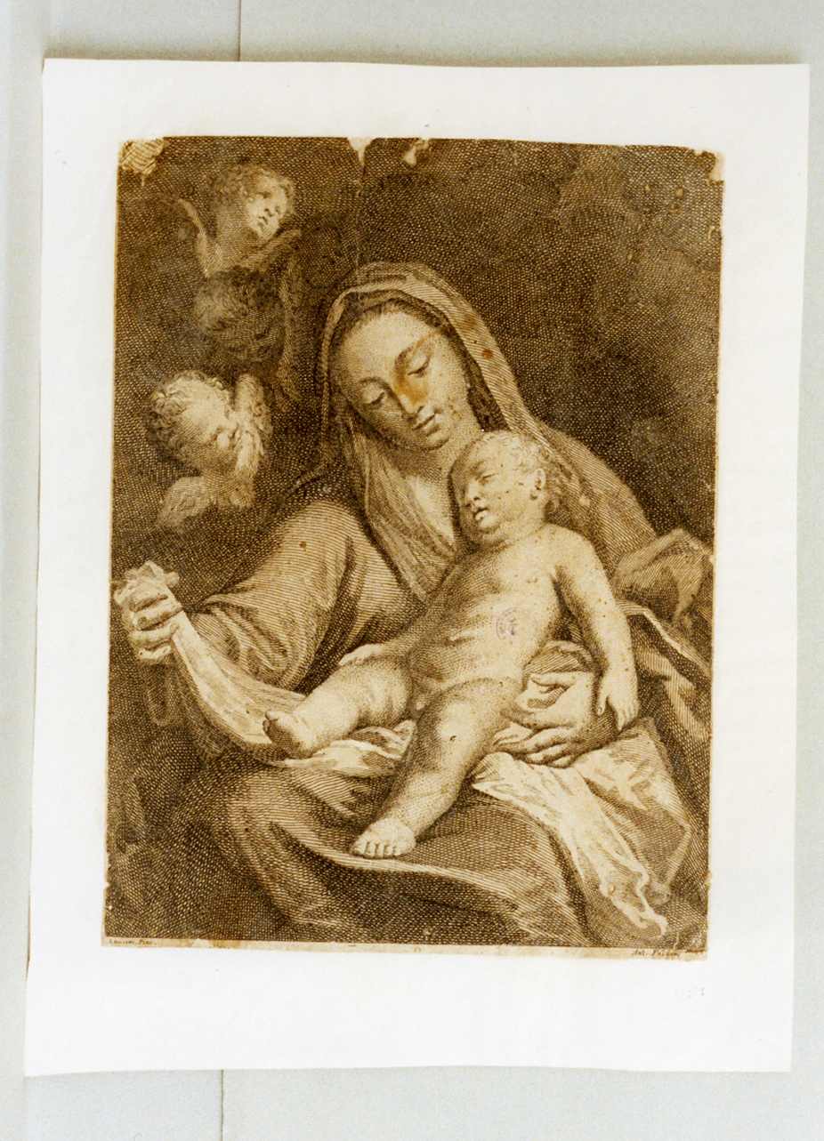 Madonna con Bambino (stampa) di Faldoni Giovanni Antonio, Amigoni Jacopo (sec. XVIII)