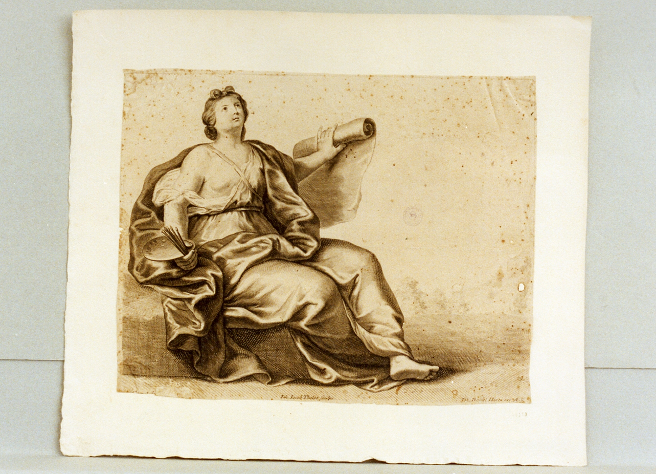 figura allegorica femminile (stampa) di Thelott Johann Gottfried (sec. XVIII)