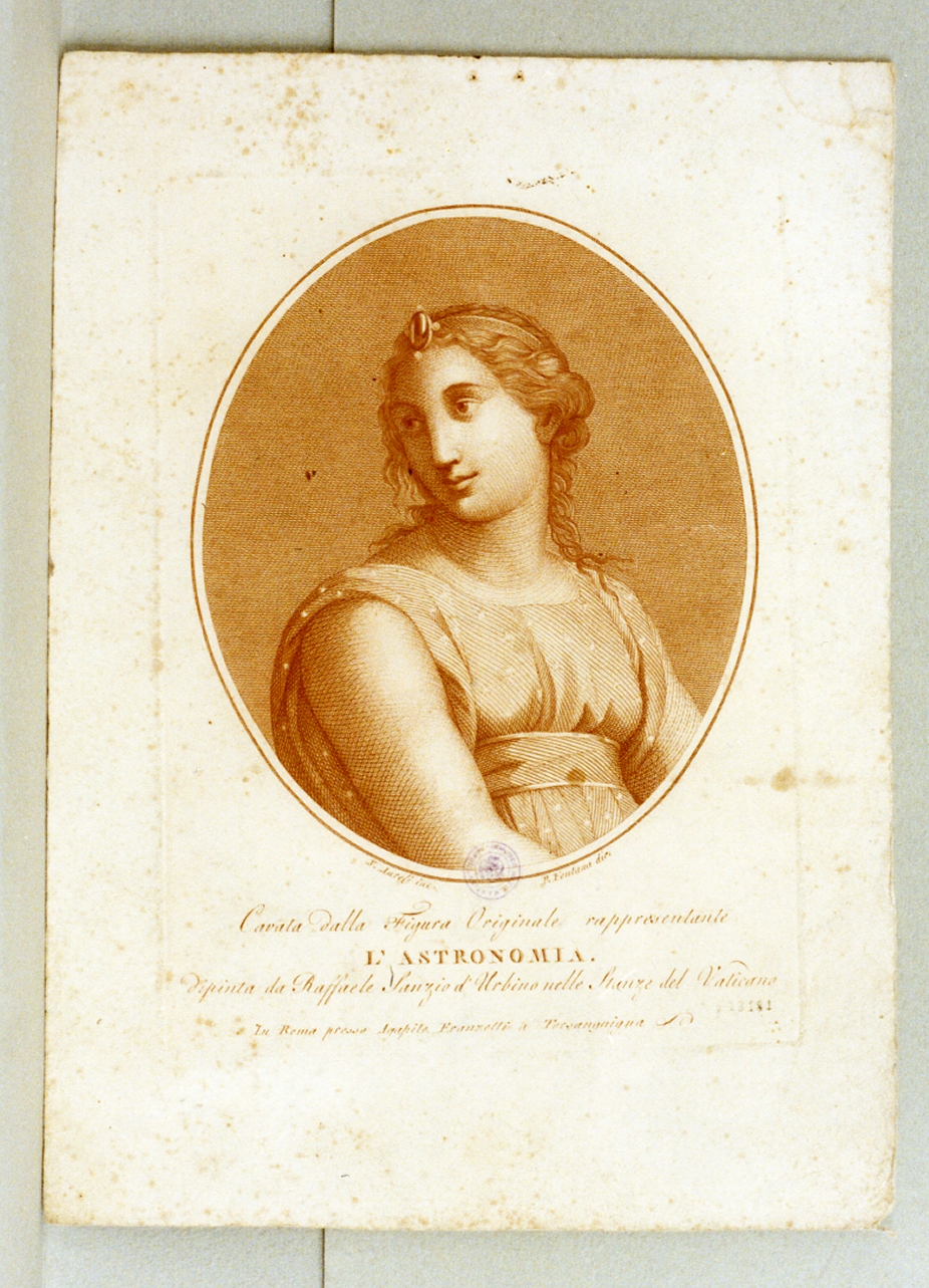 ritratto di donna (stampa a colori) di Fontana Pietro, Aureli Niccolò (secc. XVIII/ XIX)