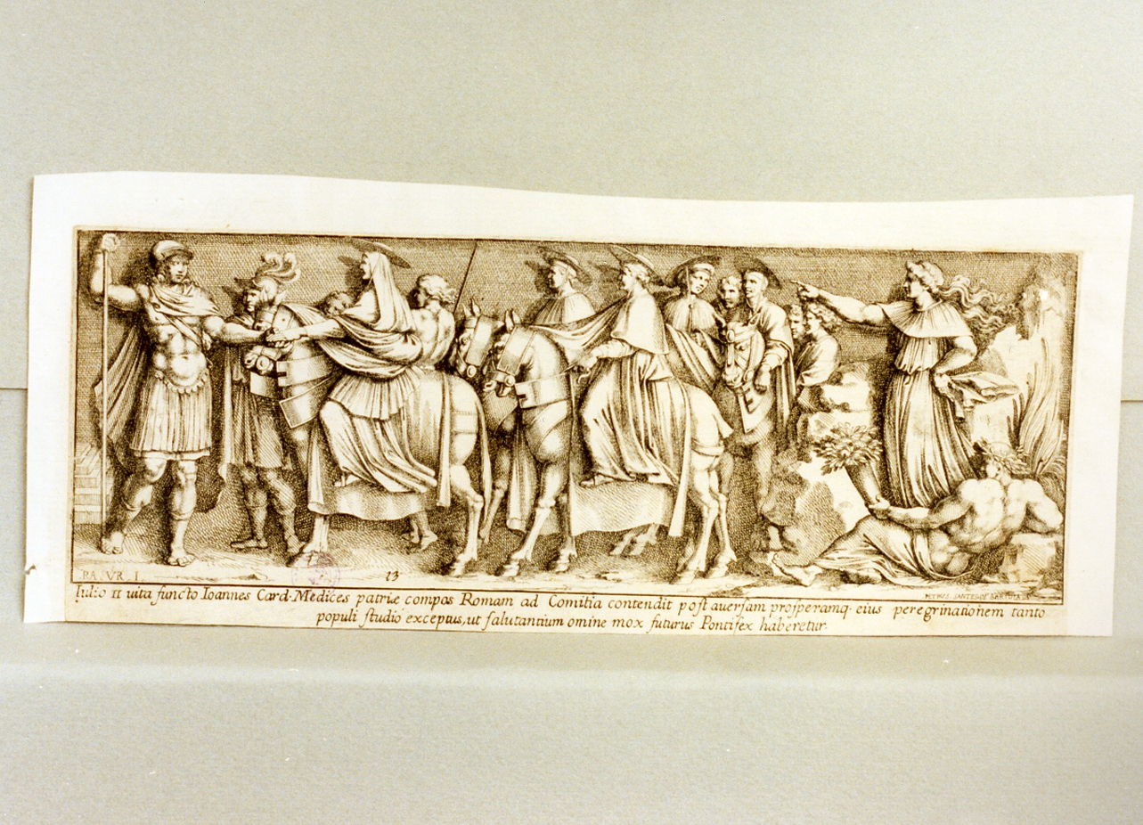 episodi sulla vita di papa Leone X (stampa) di Bartoli Pietro Sante detto Sante Santi, Sanzio Raffaello detto Raffaello (seconda metà sec. XVII)