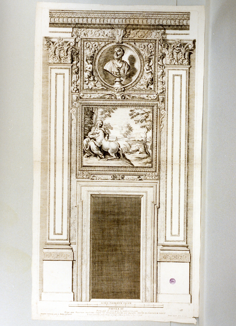 motivi decorativi architettonici (stampa tagliata) di Carracci Annibale (sec. XVII)