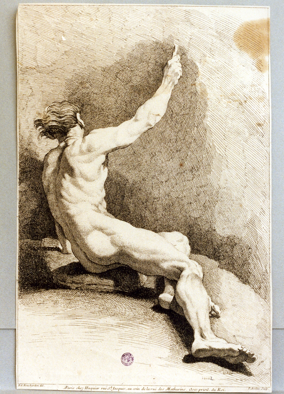 figura maschile (stampa) di Bouchardon Edme, Aveline Pierre Alexandre (sec. XVIII)