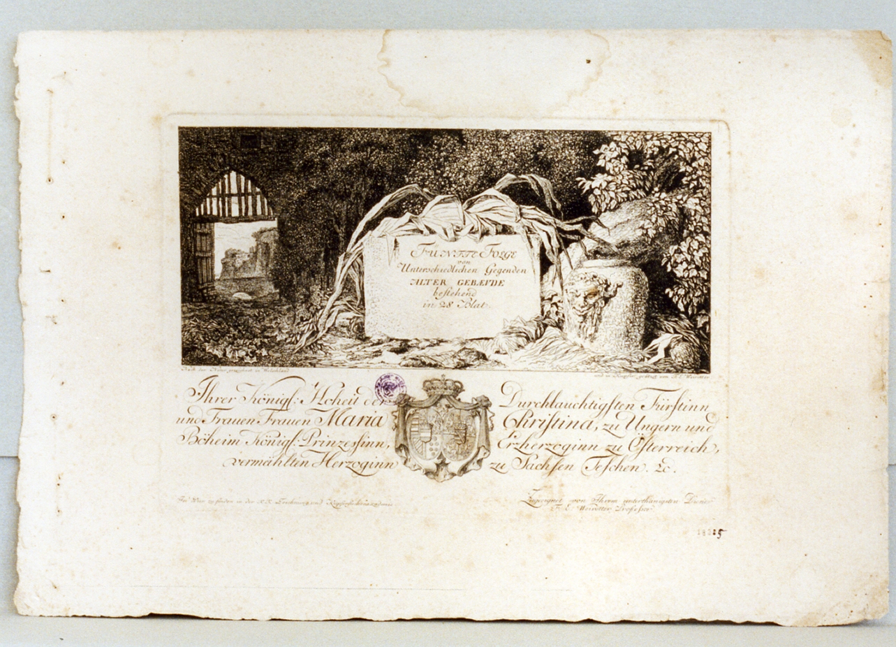 paesaggio con rovine (stampa) di Weirotter Franz Edmund (sec. XVIII)