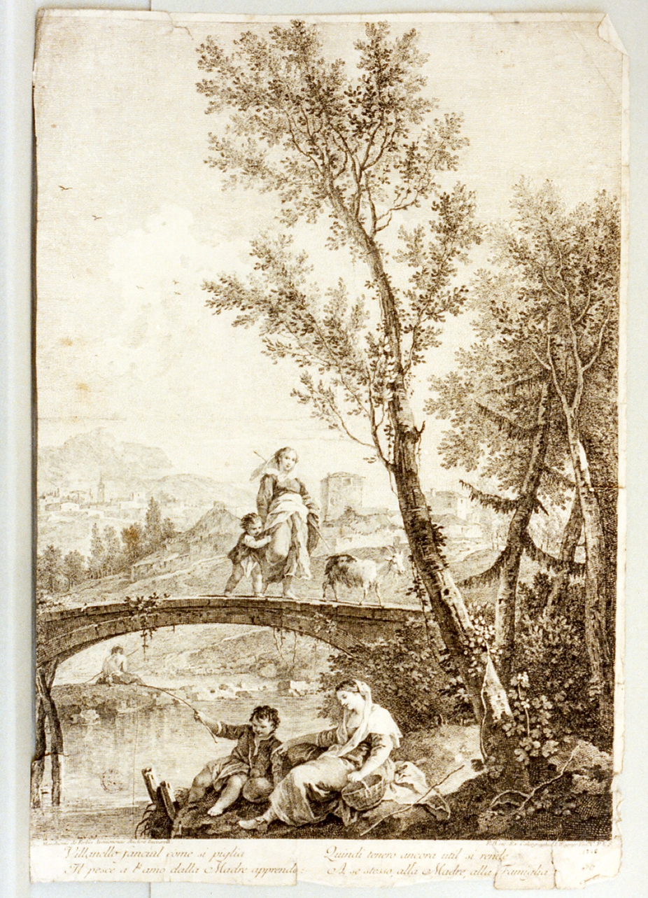 paesaggio fluviale (stampa) di Bartolozzi Francesco (secc. XVIII/ XIX)