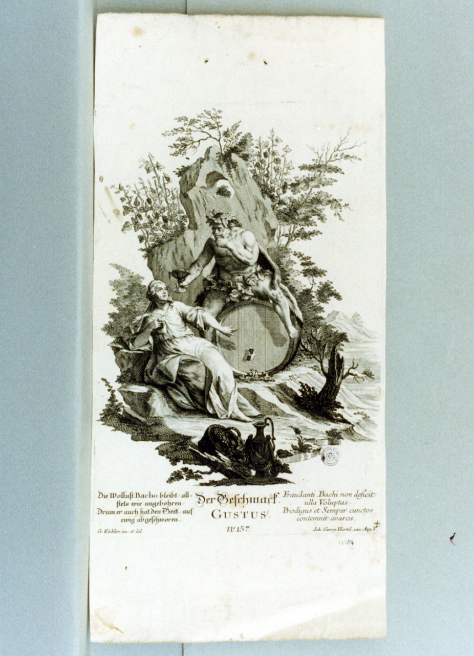 scena allegorica (stampa tagliata) - ambito tedesco (sec. XVIII)