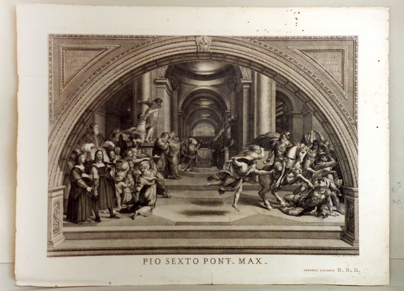 cacciata di Eliodoro dal tempio (stampa tagliata) di Volpato Giovanni Battista (secc. XVIII/ XIX)