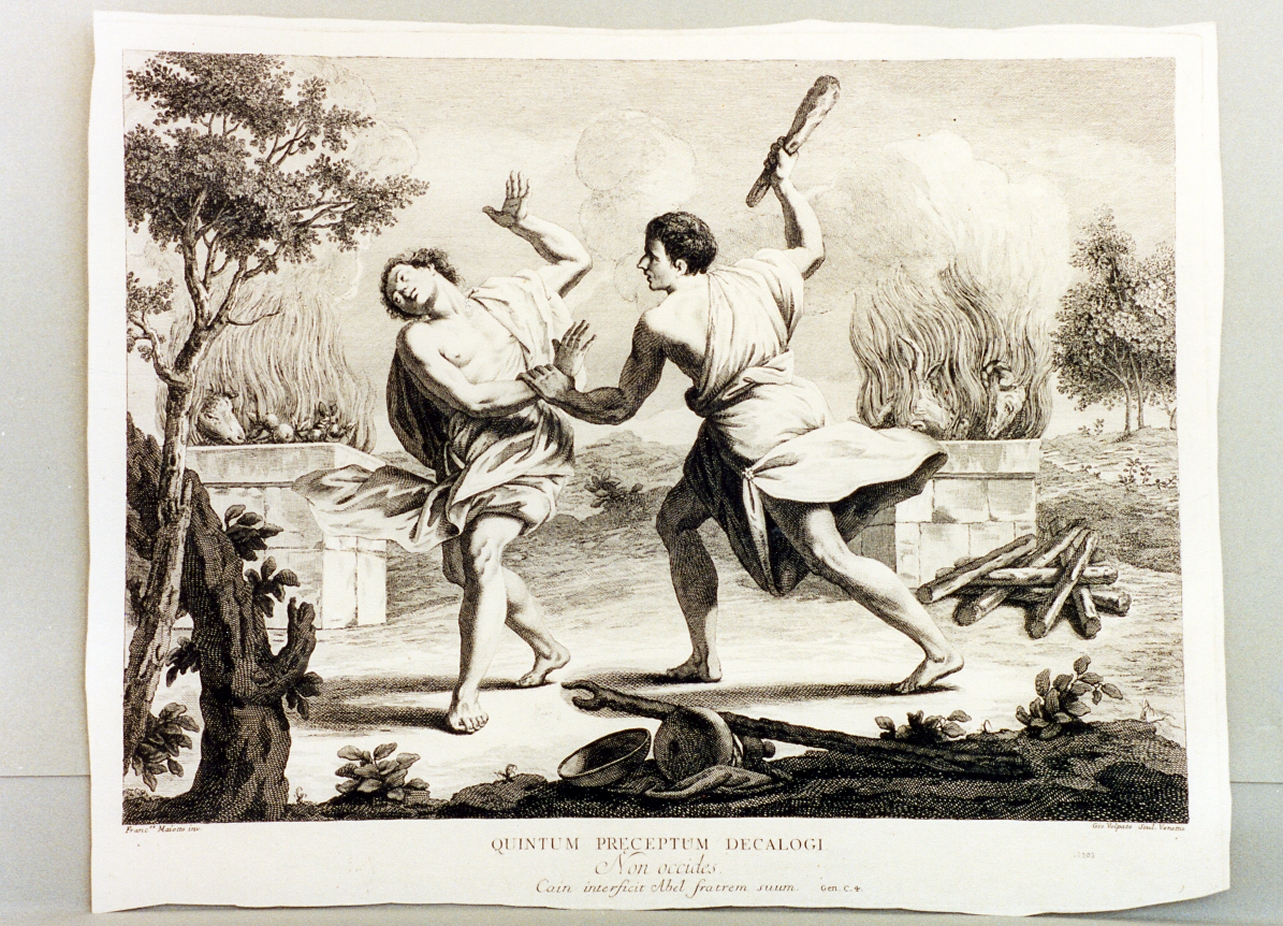 Caino uccide Abele (stampa) di Maggiotto Francesco (secc. XVIII/ XIX)