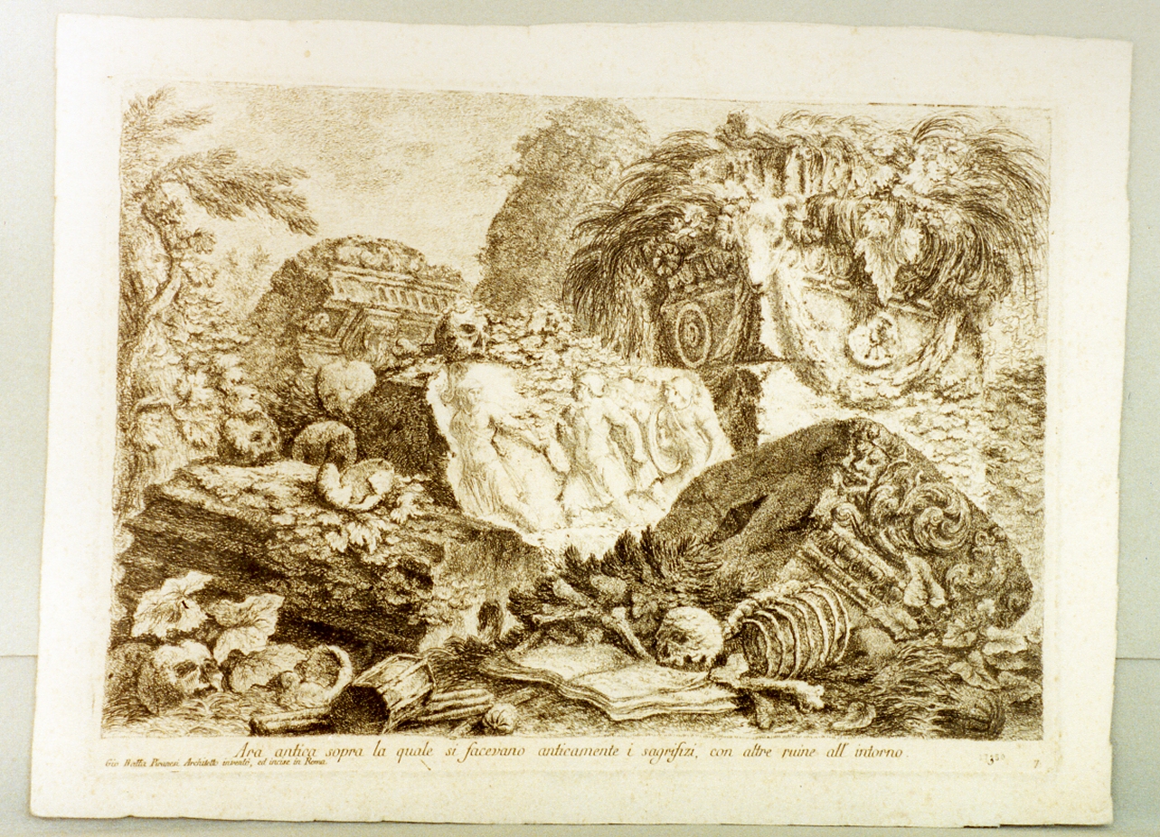 paesaggio con rovine (stampa tagliata) di Piranesi Giovanni Battista (sec. XVIII)