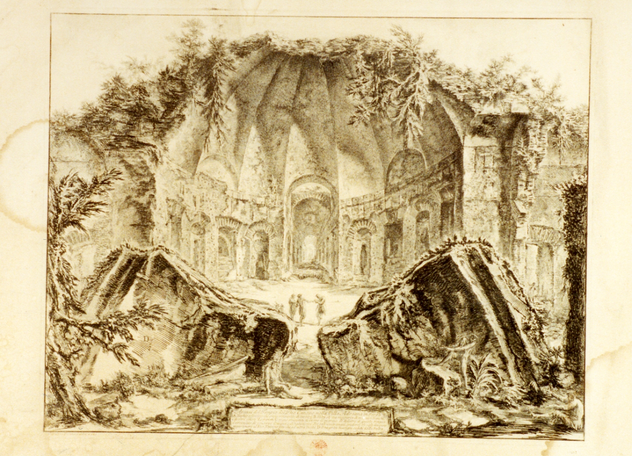 paesaggio con rovine (stampa) di Piranesi Giovanni Battista (sec. XVIII)