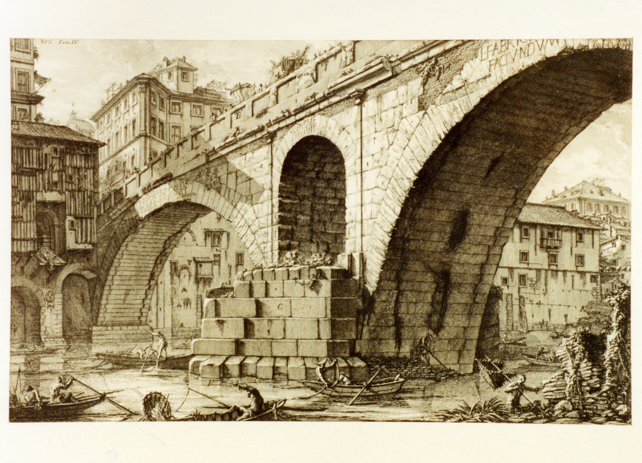 paesaggio con rovine (stampa) di Piranesi Giovanni Battista (sec. XVIII)