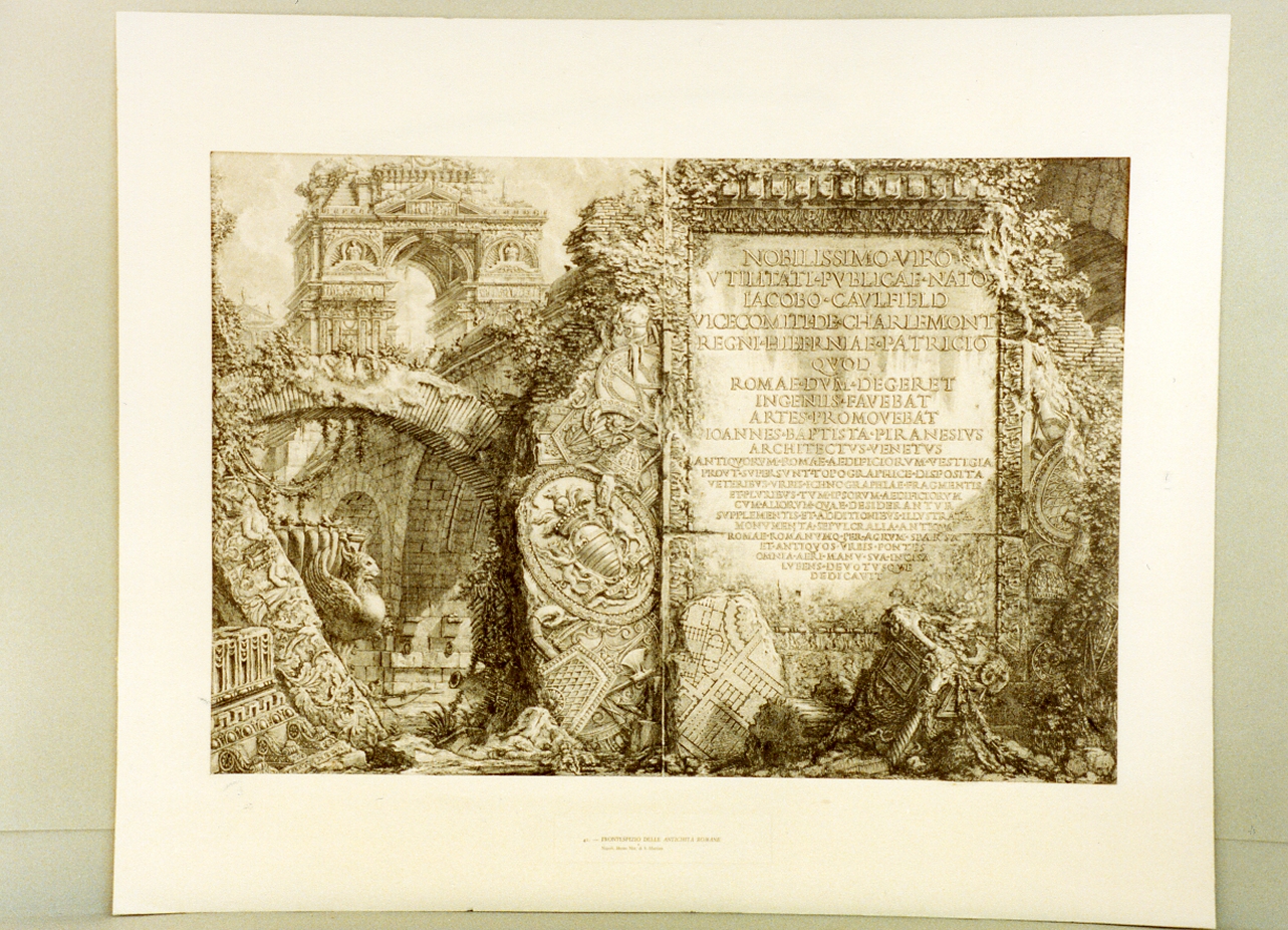 paesaggio con rovine (stampa tagliata) di Piranesi Giovanni Battista (sec. XVIII)
