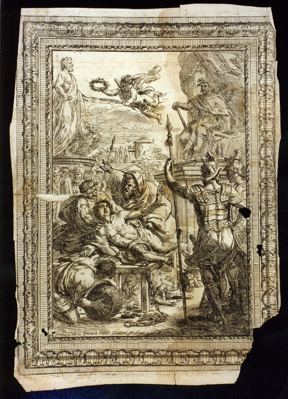 martirio di San lorenzo (stampa) di Mathei Gabriel (prima metà sec. XVIII)