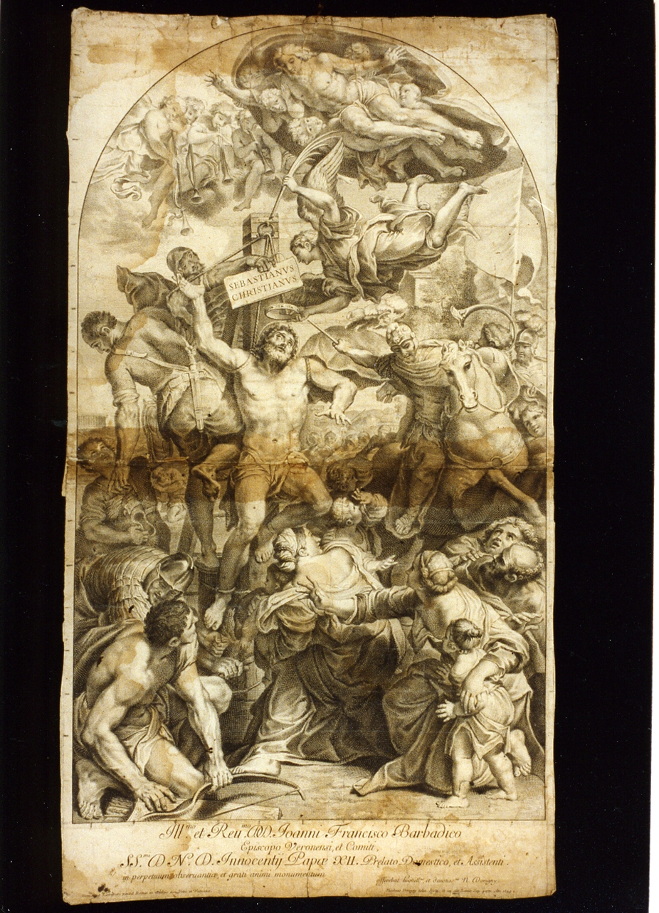 martirio di San Sebastiano (stampa) di Dorigny Nicolas (sec. XVII)