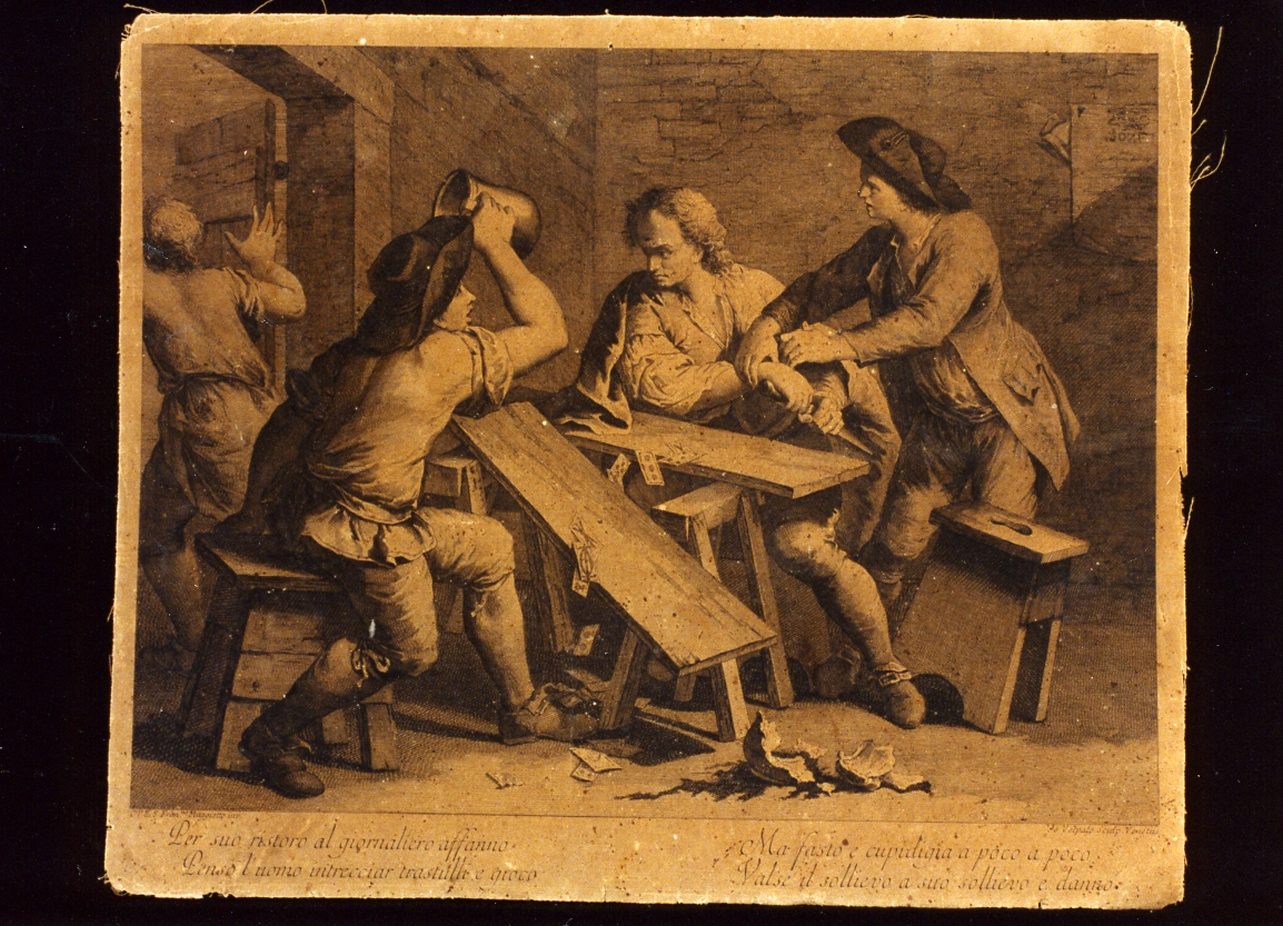 interno di osteria (stampa) di Volpato Giovanni (secc. XVIII/ XIX)