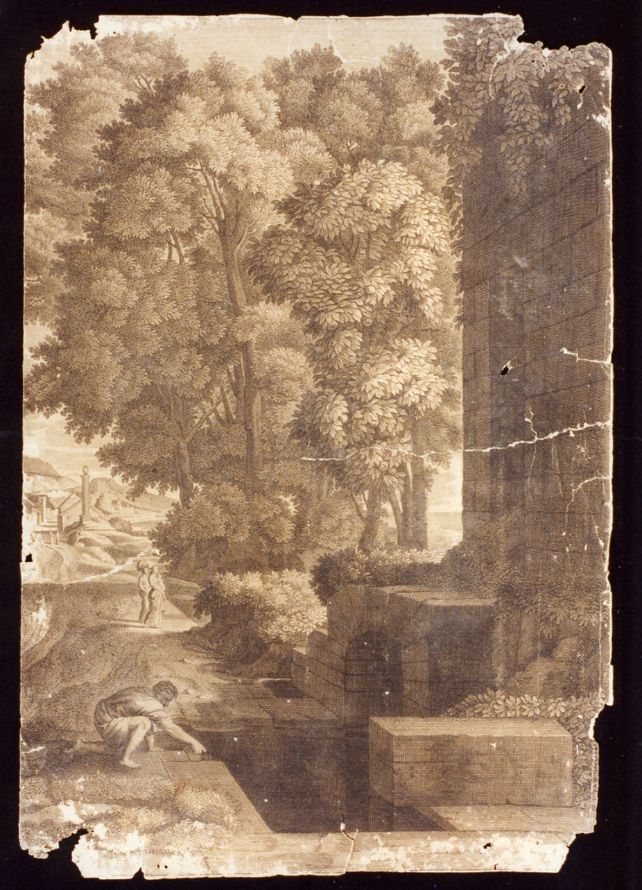 scena campestre con figure (stampa) - ambito italiano (prima metà sec. XVII)