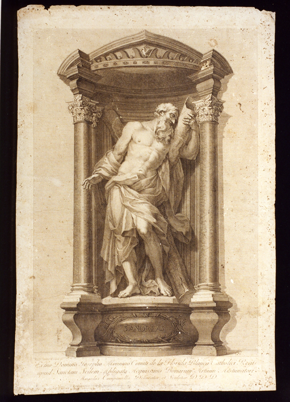 statua di Sant'Andrea (stampa) di Campanella Angelo (secc. XVIII/ XIX)