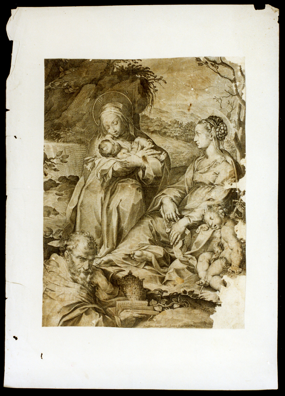 Santa Caterina da Siena riceve Gesù Bambino dalla Madonna (stampa) di Turpin Jean (sec. XVI)
