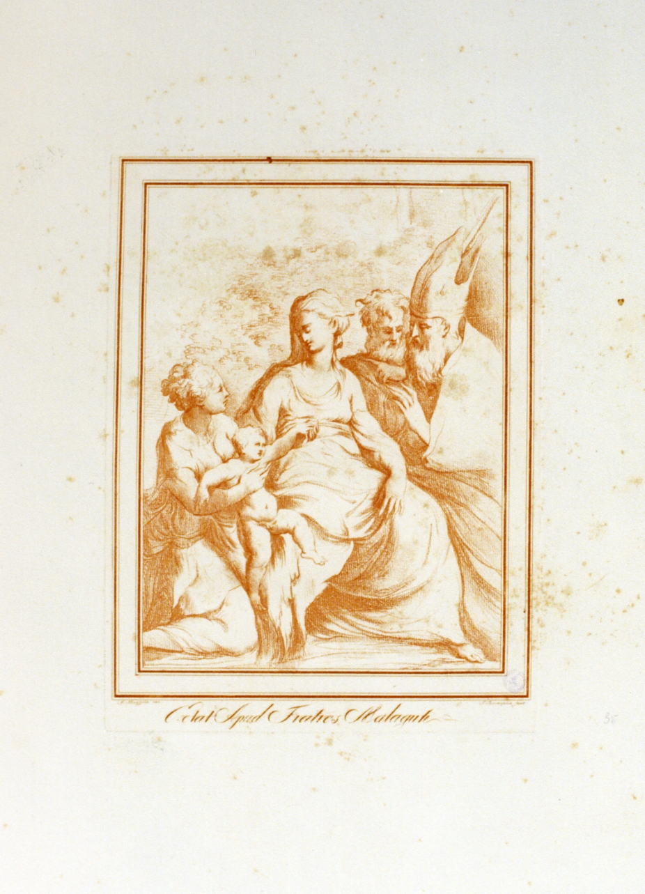 Sacra Famiglia con due santi (stampa a colori) di Rosaspina Francesco (ultimo quarto sec. XVIII)