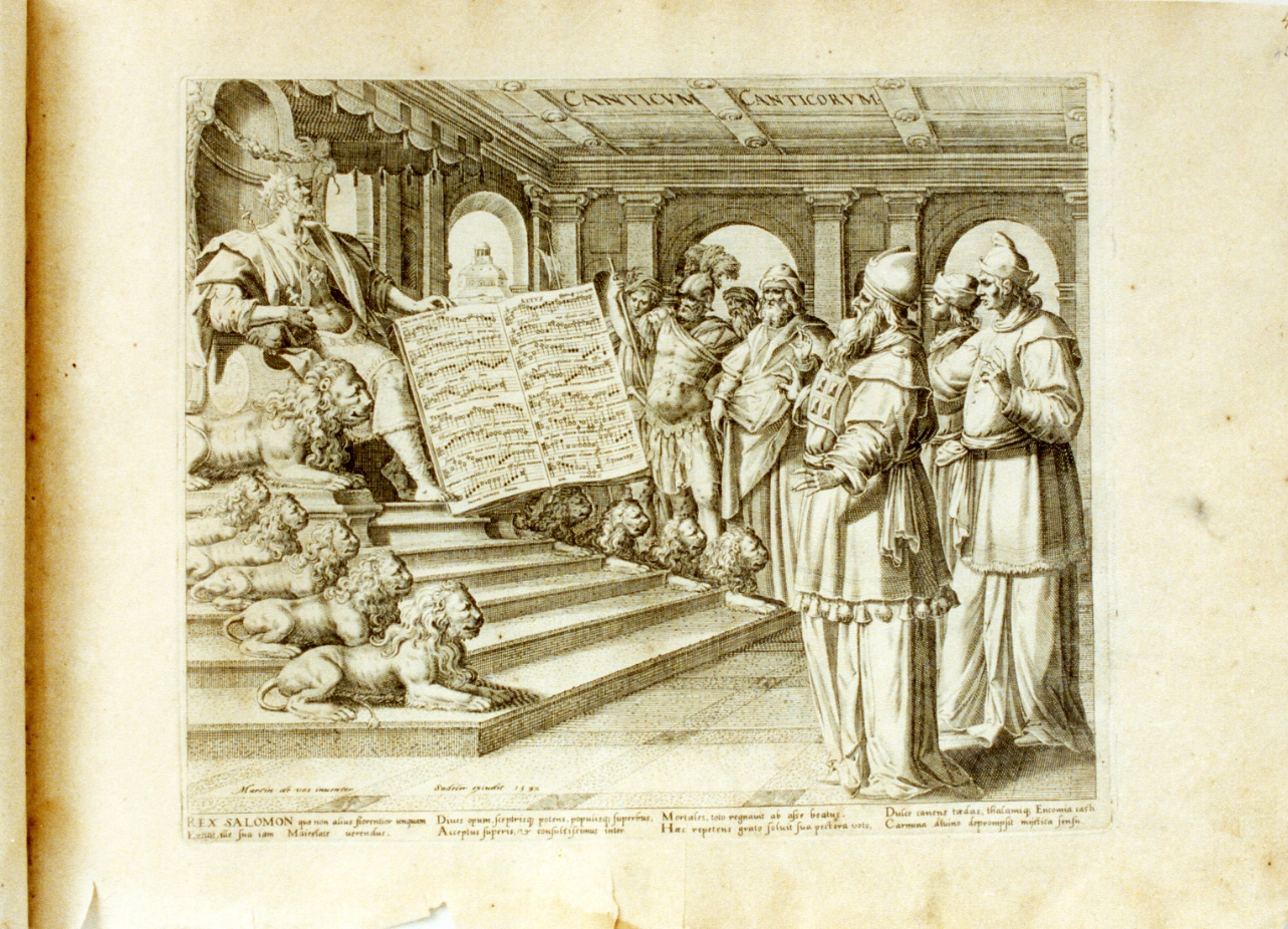 Salomone come salmista (stampa) - ambito fiammingo (sec. XVI)