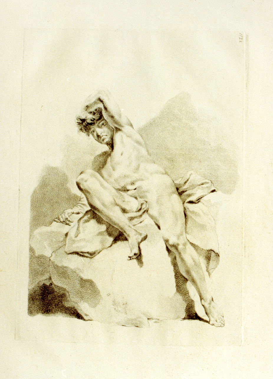 nudo virile (stampa) di Pitteri Marco Alvise, Piazzetta Giovanni Battista (sec. XVIII)