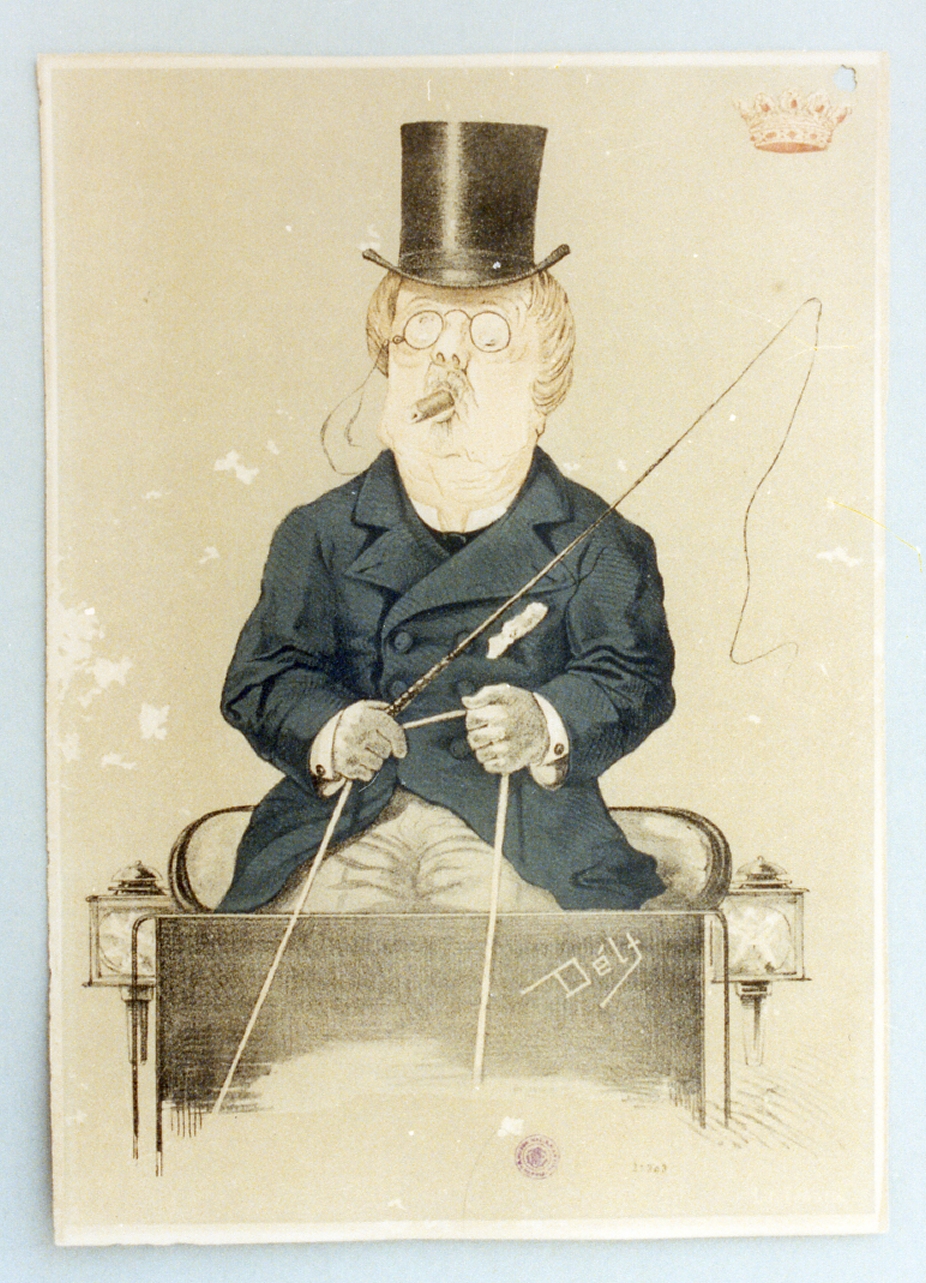 caricatura del signor Bivone (stampa a colori) di Delfico Melchiorre (sec. XIX)